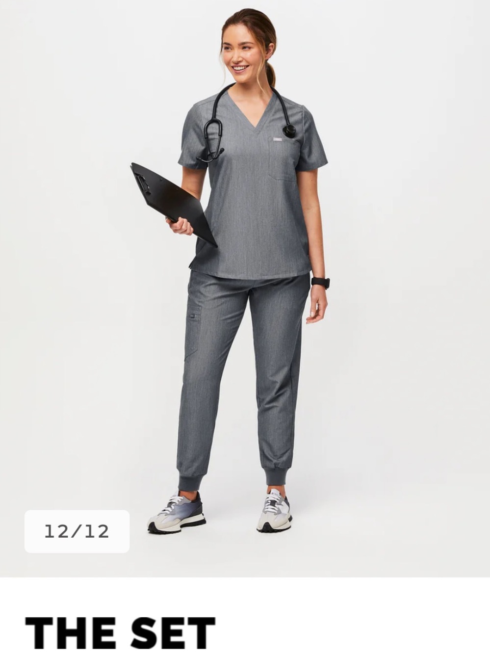 Figs The Set in Graphite Women's Scrub Catarina and Zamora Pink Tie